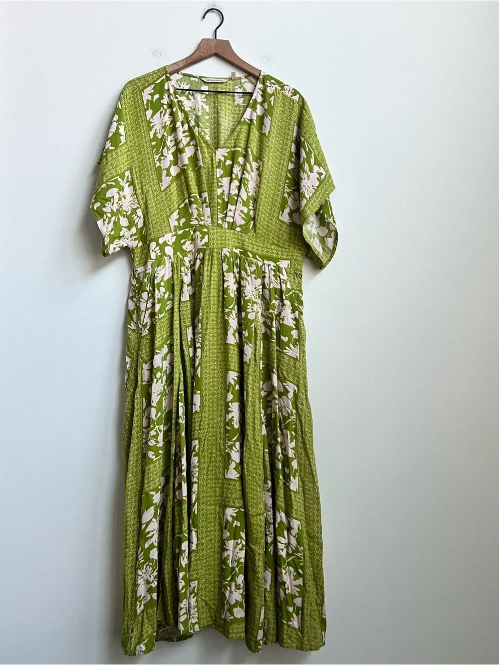 Soft Surroundings leslie maxi dress boho Floral Smocked Waist Large Resortwear